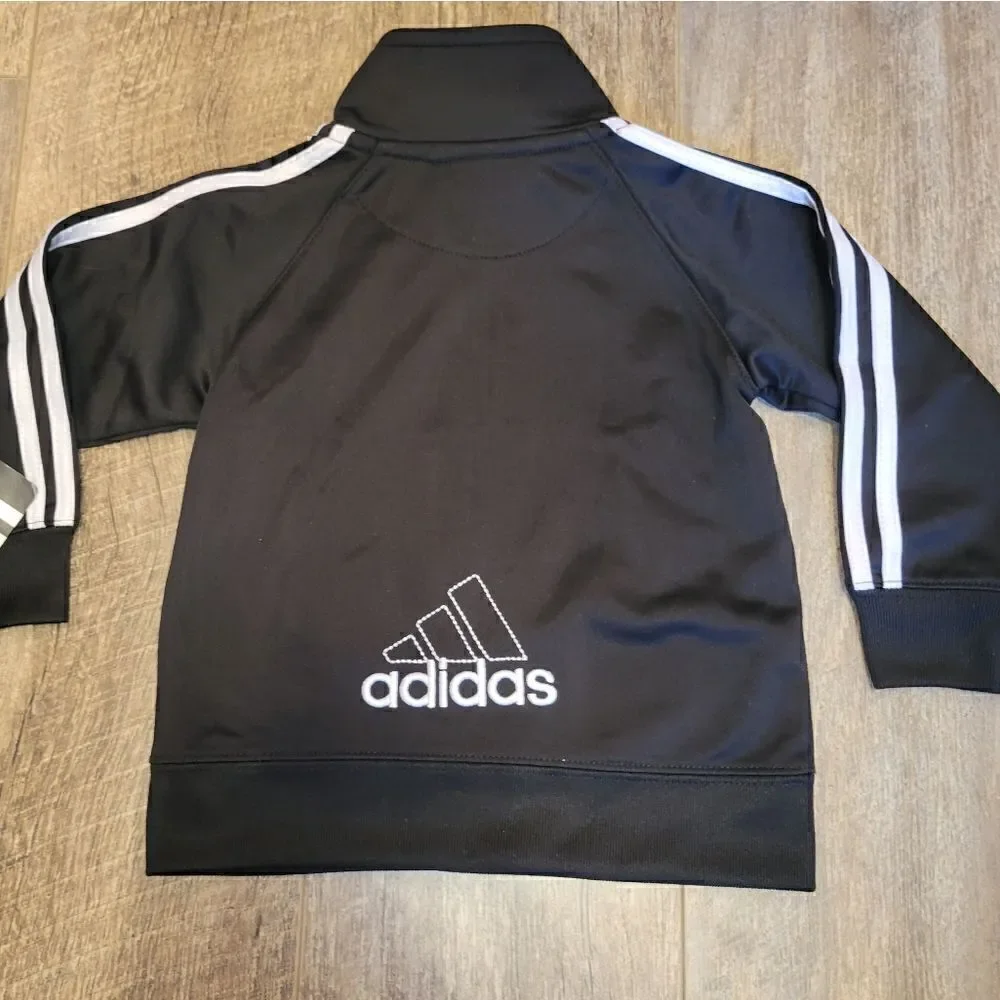 NWT Adidas Long Sleeve Black Zipper Zip Up Jacket 18M